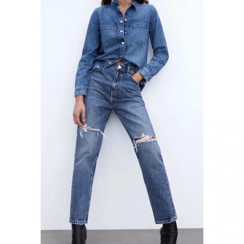 Zara Ripped Mom Jeans - Picture 3 of 9